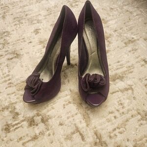 Qupid plum peeptoe heels